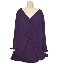 Lane Bryant Babydoll Knit Blouse Top Plus Size 38/40 Purple Pennant Sparkle - $35.43