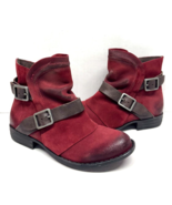 MIZ MOOZ NUBUCK  LEATHER SIDE ZIP   2 BUCKLES WINE 37EU / 7US NEW # Z-115 - $138.60