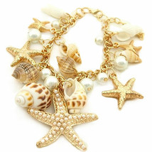 Truly Lovely NEW  &quot;By The Sea&quot;~Bracelet~Starfish/Pearls/Shells~Adjustabl... - £16.22 GBP