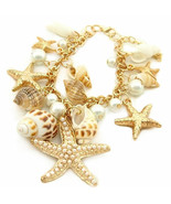 Truly Lovely NEW  &quot;By The Sea&quot;~Bracelet~Starfish/Pearls/Shells~Adjustabl... - $20.24