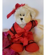 Dress Up Teddy Bear Fancy Satin Lace and Frills Stuffed Blonde Nighty Ni... - $34.54