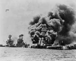 Burning battleships at Pearl Harbor West Virginia Tennessee Arizona Photo Print - £6.92 GBP
