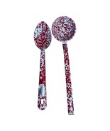 Vintage Enamelware Speckled Ladle &amp; Spoon 2 Pc Red White Enamel Farmhous... - €25,06 EUR