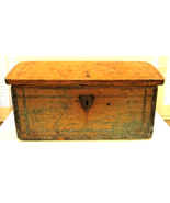 Antique 19th Century Early American Wood Storage Trunk Blanket Chest  - £392.87 GBP