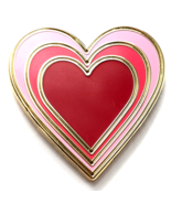Real Sic Layered Heart Enamel Pin Pink Red Gold Outline Modern Love Symbol - $246.80 MXN