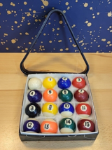 Miniature Small Mini Pool Balls Billiard With Rack 1.5” ball Set of 16 - £15.16 GBP