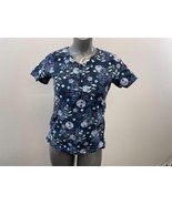 Dickies Women&#39;s Blue Floral Scrub Short Sleeve Shirt Size Small (See mea... - $7.92