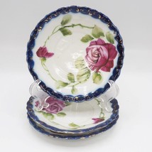 Pink Rose Small Saucer Plates Floral Pattern lot of 3 made in Japan - £15.56 GBP
