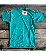 NOS Fruit Of The Loom Vintage XL T Shirt Teal USA Tag Single Stitch Casu... - $17.59