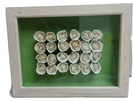 24 WHITE SILK ROSES SHADOW BOX》Wall Hanging or Tabletop》Great Mother&#39;s D... - $26.72