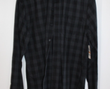 American Rag Deep Black Woven Plaid Long Sleeve Button Front Shirt Size ... - $29.69