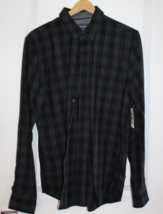 American Rag Deep Black Woven Plaid Long Sleeve Button Front Shirt Size Small - £23.36 GBP
