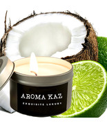 Coconut &amp; Lime Scented Tin Candles Hand Poured Vegan Friendly Eco Soy - $20.51 CAD+