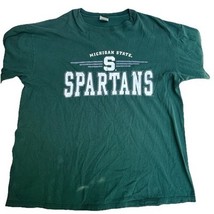 Vintage Michigan State Spartans T-Shirt XL Soffe USA Made 100% Cotton Green - $9.85