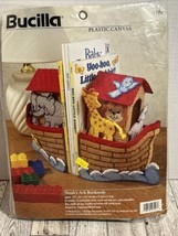 New Sealed Vintage 1996 Bucilla Plastic Canvas Noah&#39;s Ark Bookends Kit 6198 - £14.02 GBP