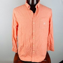 Chaps Mens XL Light Salmon Orange Short Sleeve Button Down Shirt Pocket - $18.35