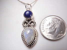 Blue Moonstone and Lapis Lazuli 925 Sterling Silver Pendant - $10.79