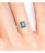 VINTAGE BEAUTIFUL GREEN EMERALD & DIAMOND RING 14K WHITE GOLD BAGUETTE CUT SZ 6⅝ - $5,092.70 MXN