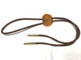 Bolo Tie Marines Agate Geode Slice Linen Cord - £14.78 GBP