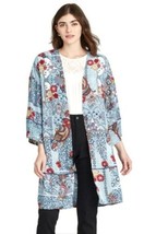 Womens Floral Print Long Sleeve Kimono Jacket Knox Rose Salt Marsh Blue ... - £13.83 GBP