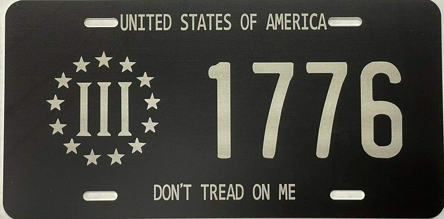 NEW Don't Tread on Me 1776 Laser Engraved License Plate Car Tag Gift Flat Black