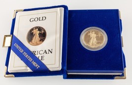 1987-P G$25 1/2 Oz. Gold American Eagle Proof w/ OGP (Box, Case, CoA) - £1,260.05 GBP