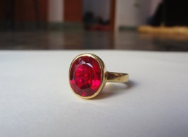 Bague en argent sterling plaqué or avec rubis rouge certifié naturel - £50.52 GBP