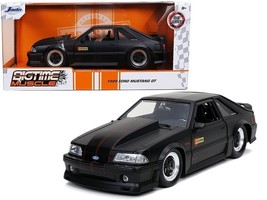 1989 Ford Mustang GT &quot;Hooker&quot; Matt Black with Red Stripes &quot;Bigtime Muscle&quot; 1/24 - £31.85 GBP