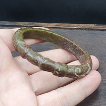 Antique Chinese Carving green Jade Stone hand carved dragon jade Bangle ... - $72.75