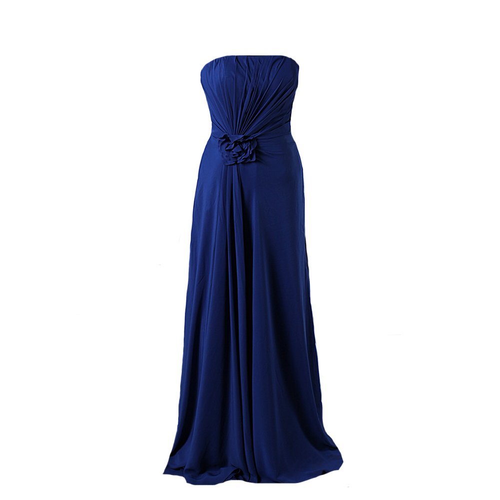 Kivary Women's Long Strapless Floral Simple Chiffon Corset Prom Bridesmaid Dress