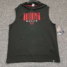 Chicago Bulls Shirt Men Large Black Fanatics Sleeveless Hoodie Top New L - $26.35 CAD