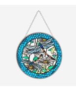 Blue Dragonfly Suncatcher 6&quot; Diameter Stained Glass Design with Metal Chain - $33.61 CAD