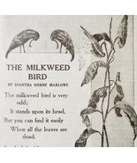 1917 The Milkweed Bird Poem Diantha Horne Marlowe Art Antique Ephemera L... - $19.99