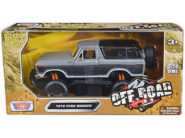 1978 Ford Bronco Custom Gray Black Off Road Series 1/24 Diecast Car Motormax - £35.58 GBP