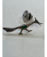 Navajo Turquoise &amp; Silver Roadrunner Hat Or Lapel Pin - $40.63 CAD