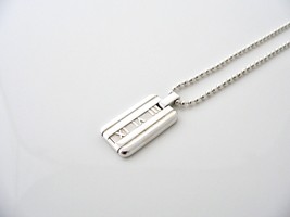 Tiffany &amp; Co Silver Atlas Dog Tag Bar Beaded Necklace Pendant Chain Gift... - £246.83 GBP