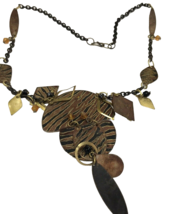 Vintage Necklace Mod Metal Light Weight Geo danglers Animal Print Tribal brass - £15.81 GBP