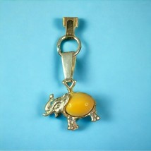 Sterling Silver 925 Unique Yellow Amber Elephant Pendant - £12.69 GBP
