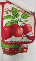 3pc Kitchen Set: 1 Pot Holder, 1 Towel &amp; 1 Oven Mitt, 3 &amp; Half Red Apples, Am - £10.27 GBP