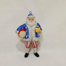 Patriotic Santa Christmas Ornament 1863 Style 3&quot; Tom Tierney Ceramic Drum Doll - £15.07 GBP