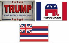 3x5 Trump White #2 &amp; Republican &amp; State of Hawaii Wholesale Set Flag 3&#39;x5&#39; - £11.63 GBP