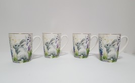 NEW RARE Williams Sonoma Set of 4 Easter Bunny Floral Mug 16 OZ Porcelain - $99.99