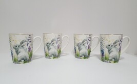 NEW RARE Williams Sonoma Set of 4 Easter Bunny Floral Mug 16 OZ Porcelain - £78.44 GBP