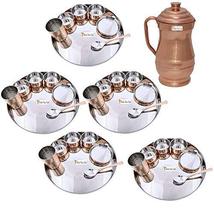 Prisha India Craft  Set of 5 Dinnerware Traditional Stainless Steel Copp... - £274.39 GBP