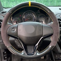 Steering Wheel Cover Black Suede Carbon Fiber for Honda Civic 10 X 2016-2019 - £31.59 GBP