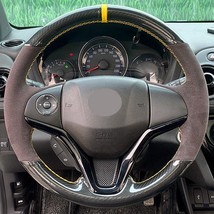 Steering Wheel Cover Black Suede Carbon Fiber for Honda Civic 10 X 2016-2019 - £31.69 GBP