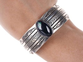 Vintage Navajo silver Azurite cuff bracelet - £190.79 GBP