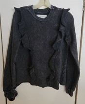 Womens XS Crescent Drive Charcoal Gray Ruffled Sweatshirt - £14.74 GBP