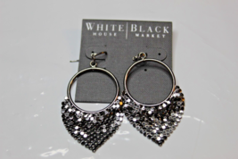 White House Black Market French Wire Dangle Earrings Metallic Hoops - £13.94 GBP