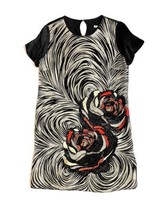 Eliza J Dress Gold Embroidered Front Black Satin Shift Cocktail Dress Sz 6 New - $119.00